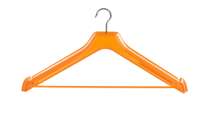 clothes hanger isolated on white , transparent png , orange colour