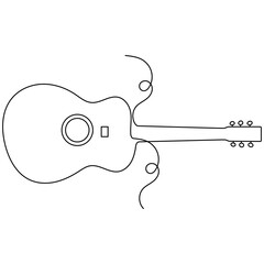 Guitar icon   continuous one line drawing of outline vector illustration 