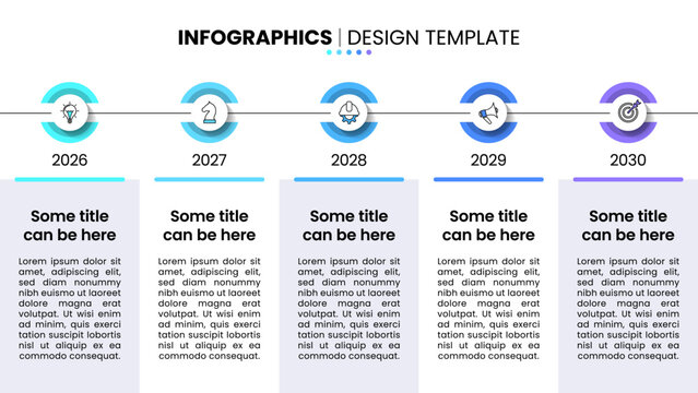Infographic template. Horizontal timeline with 5 years