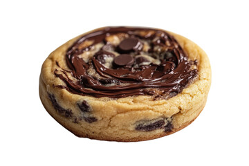 Indulge in a decadent chocolate chip cookie generously drizzled with rich melted chocolate a