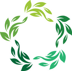 green laurel wreath Recycle symbol icon. Vector