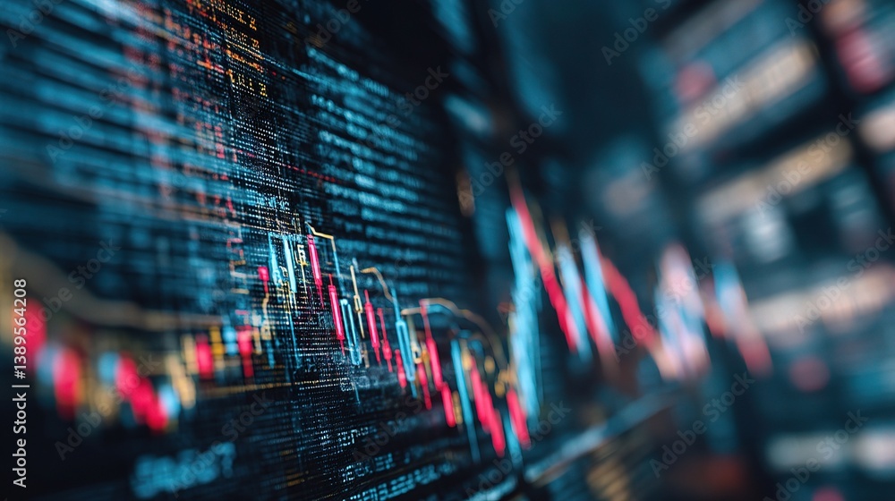 Poster digital economy concept with data visualization and ai integration