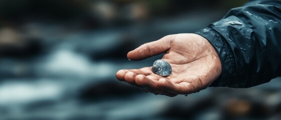 Nature's chipped seashell in hand