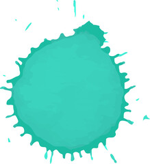 bold turquoise ink blot with organic splatter and rounded edges.