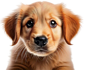 Fototapeta premium Adorable golden puppy portrait, painted style. Perfect for pet websites, childrens books, or heartwarming projects. Innocent expression evokes feelings of love and loyalty.