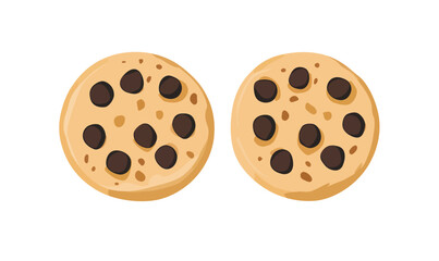 Fototapeta premium Minimalist Chocolate Chip Cookies Vector Illustration for Food Design