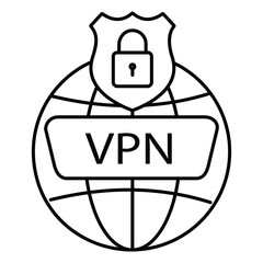 VPN Shield Online Privacy Vector Icon Design with Editable Stroke