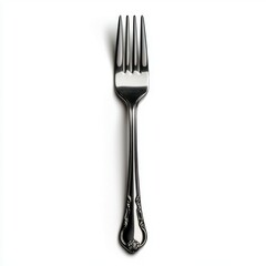 Silver Fork on White Background Close Up
