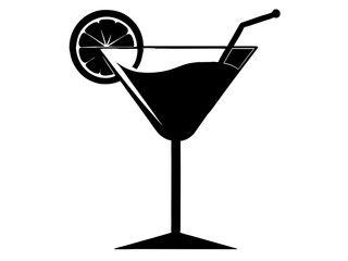 Cocktail Glass Silhouette Vector & Drink Icon SVG