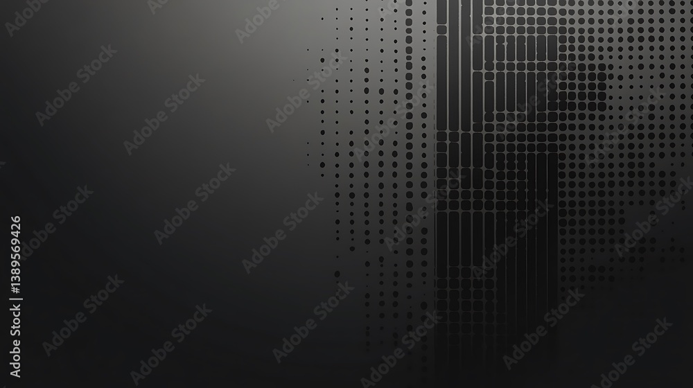 Poster dark gray abstract background with halftone pattern.