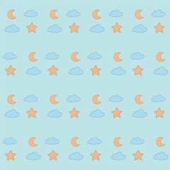 Funny Cute Baby Clothing Textile Seamless Swatch Background. Hand Drawn Doodle Infant Fabric Pattern. Cute Kawaii Whimsical Wrapping, Wallpaper Nursery Design. Vintage Elegant Retro Style. Nappy Cover