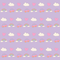 Funny Cute Baby Clothing Textile Seamless Swatch Background. Hand Drawn Doodle Infant Fabric Pattern. Cute Kawaii Whimsical Wrapping, Wallpaper Nursery Design. Vintage Elegant Retro Style. Nappy Cover