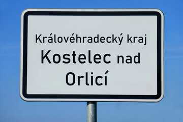 Ortsschild Královéhradecký kraj Kostelec nad Orlicí