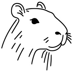 Capybara portrait silhouette one line art