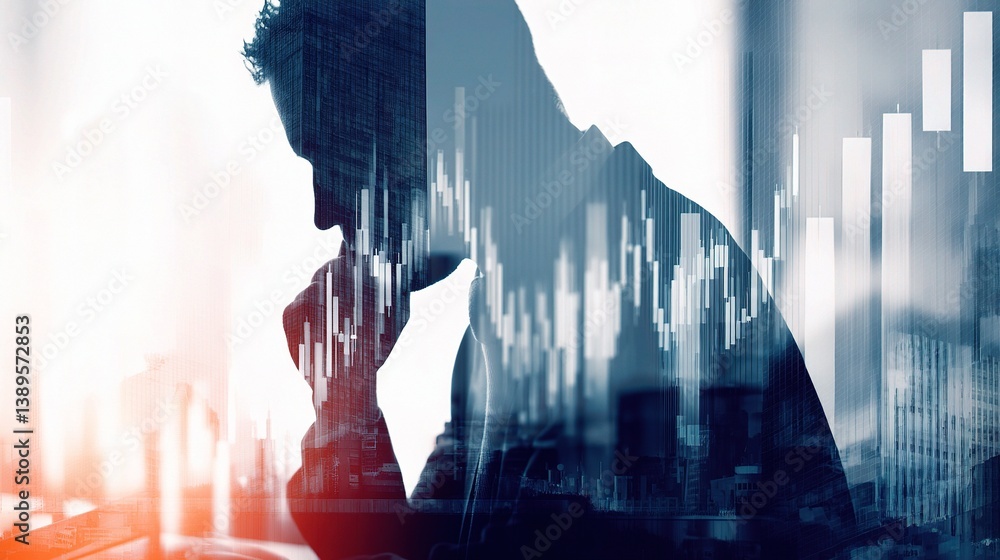 Poster stock market data analysis with abstract graphical representation