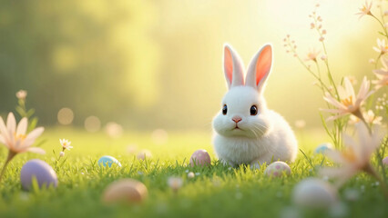 Vibrant Easter Backgrounds &ndash; Colorful Eggs, Cute Bunnies, Spring Flowers, and Festive Decor for Celebrations, Greeting Cards, and Digital Media