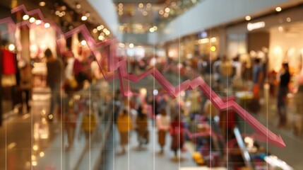 Fototapeta premium Concept of Market Decline with Downward Trend in Retail Environment