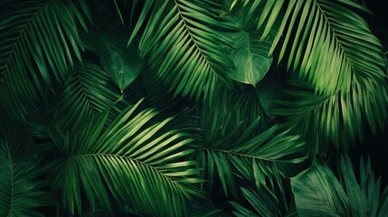 Lush Green Monstera Deliciosa Leaves with Veins and Holes, Lush Green Monstera Leaves Tropical Foliage Background, Full frame of palm leaves placed together as background.