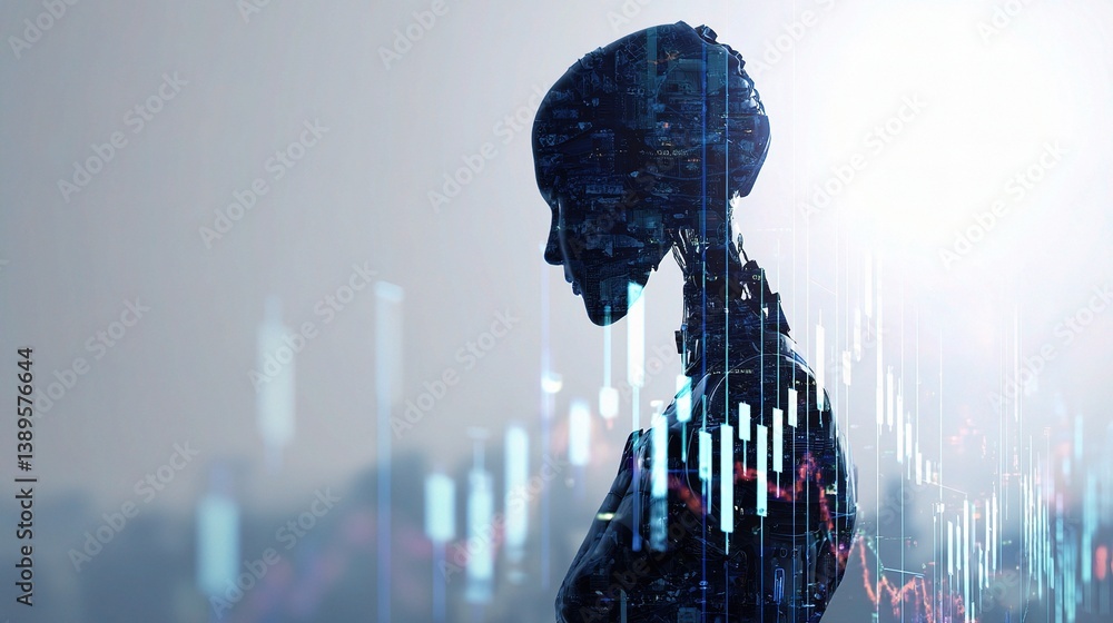 Poster concept of artificial intelligence for trading and finance application