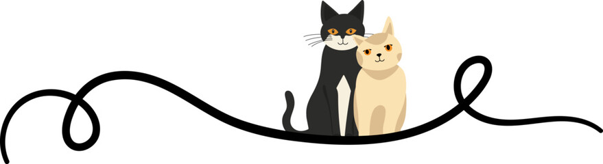 Cute Group of Cats – Colorful Flat Style Cat Illustration