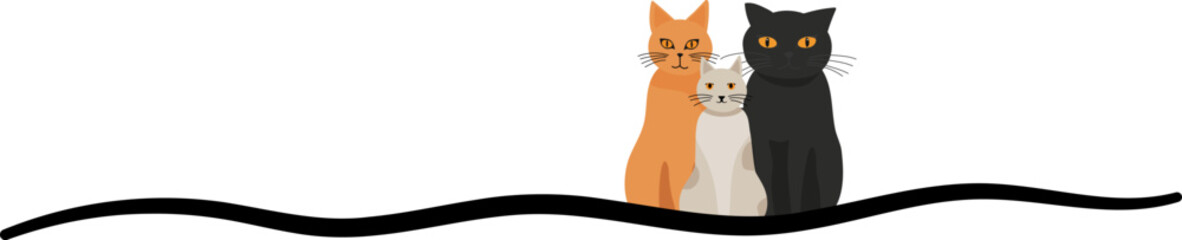 Cute Group of Cats – Colorful Flat Style Cat Illustration