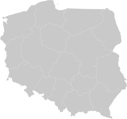 Obraz premium Poland administrative vector map with level 1 region boundaries – PPT-compatible & fully editable by region