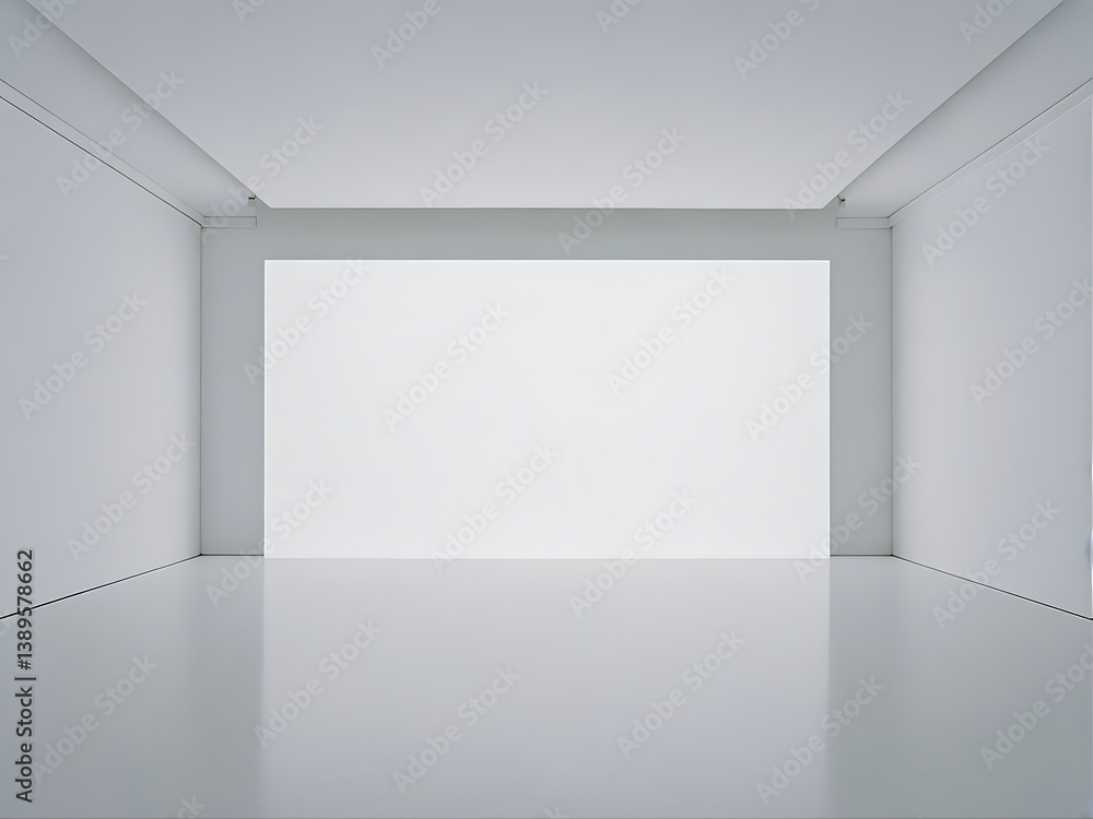 Poster modern minimalist architectural building design with clean lines and geometric shapes on pure white 