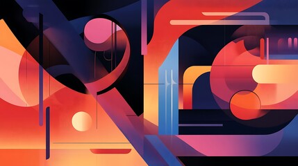 Abstract geometric shapes in vibrant colors. (4)