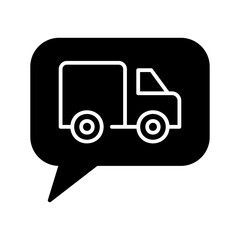 Chat bubble with a small truck inside