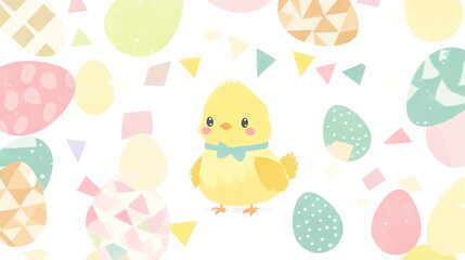 Cute Chick Surrounded by Easter Eggs (1)