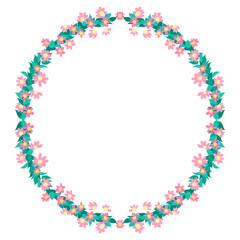 round frame with flowers
