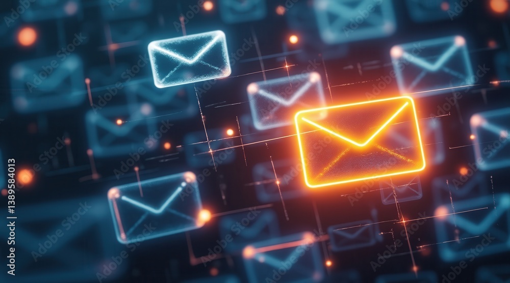 Poster cybercrime prevention for small business concept. digital representation of email communication with