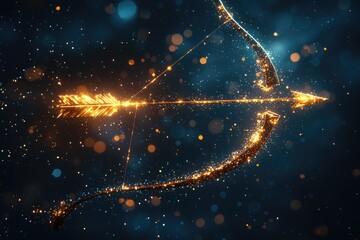 Sagittarius constellation with glowing vibrant silver elements on dark starry background