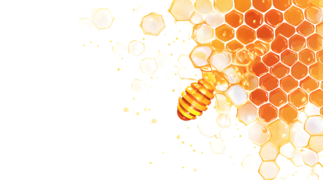 Delicious Honeycomb with Fresh Honey on Clean White Background - Vector Illustration