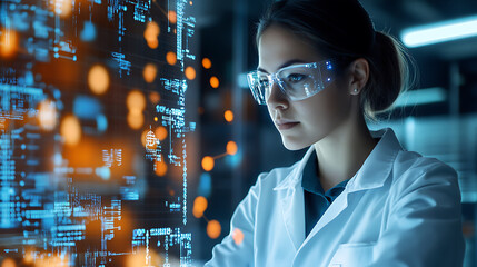 A quantum computing scientist developing quantum algorithms for optimization problems in logistics, office with quantum computers and logistics data visible, High-tech style