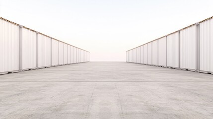 Endless corridor lined with minimalistic white walls creates sen