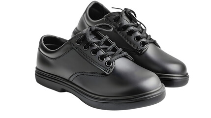 Professional Black School Shoes Isolated on Transparent Background for Creative Educational Projects