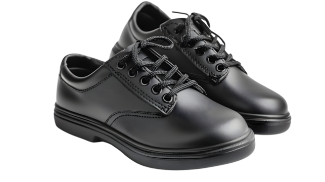 Professional Black School Shoes Isolated on Transparent Background for Creative Educational Projects