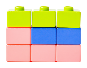 Brightly colored blocks neatly arranged create playful geometric pattern. AI Generated