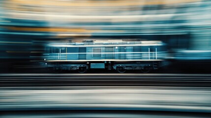 Obraz premium Dynamic Motion of a Diesel Electric Locomotive in Blur Effect