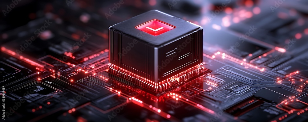 Poster a technological abstract depiction of a central processing unit component
