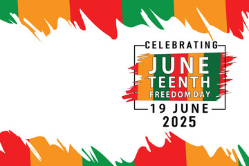 National Independence Day. Juneteenth, Freedom or Emancipation day. Annual american holiday, celebrated in June 19. African-American history and heritage. Poster, banner and background. Vector