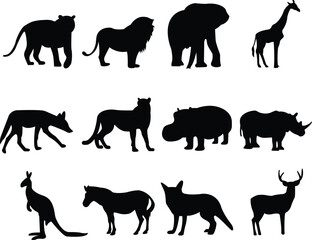 Silhouettes of Various Wild Animals