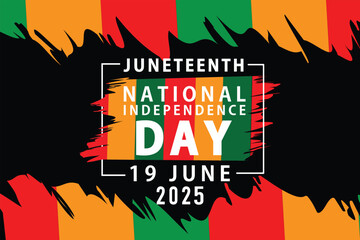 Juneteenth Independence Day. Freedom or Emancipation day. Annual american holiday, celebrated in June 19. African-American history and heritage. Poster, greeting card, banner and background. Vector