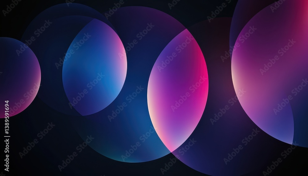 Aufkleber abstract background with overlapping circles in dark blue and purple hues with modern and vibrant ae