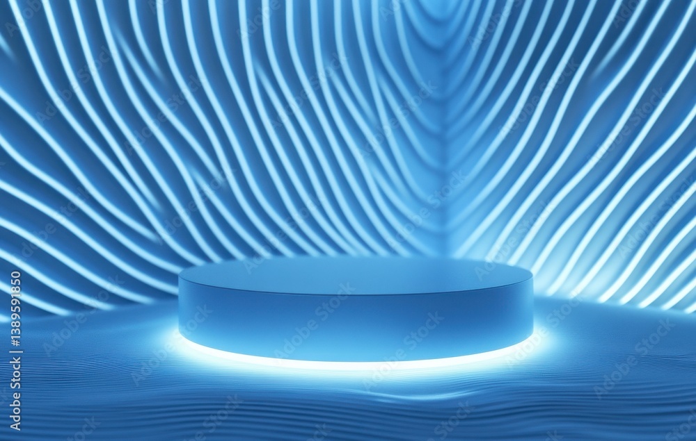 Aufkleber abstract blue circular product podium stage with geometric wavy background for product display and m