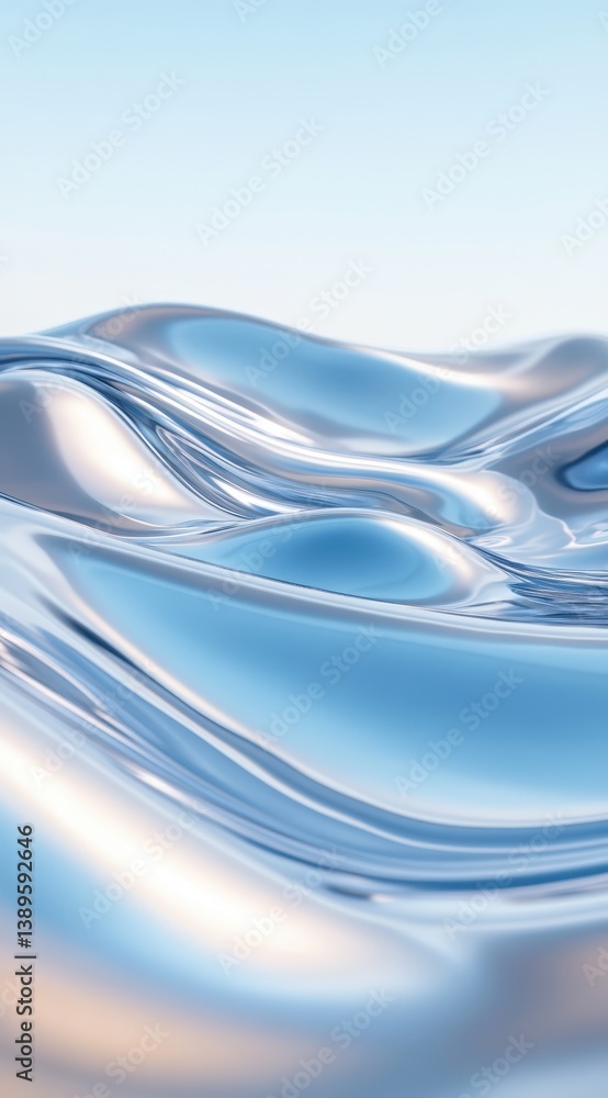 Leinwandbilder abstract chrome liquid surface with smooth wavy patterns in silver metal and metallic texture with s