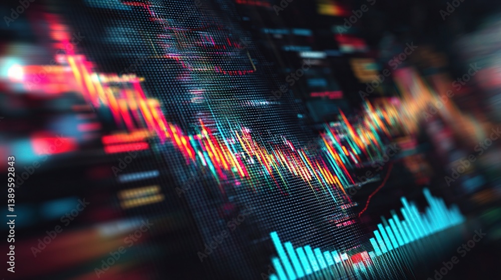 Poster abstract digital trading concept with financial data visualizations