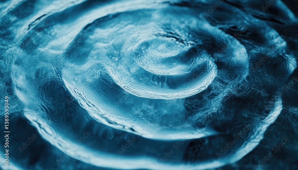 Aufkleber Abstract Cyan Swirl with Fluid Texture and Gentle Ripples Creating a Mesmerizing Circular Pattern on a Soft Background in Modern Digital Art