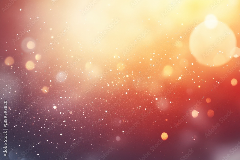 Poster abstract festive background with bokeh lights and glitter sparkles in warm tones for celebration and